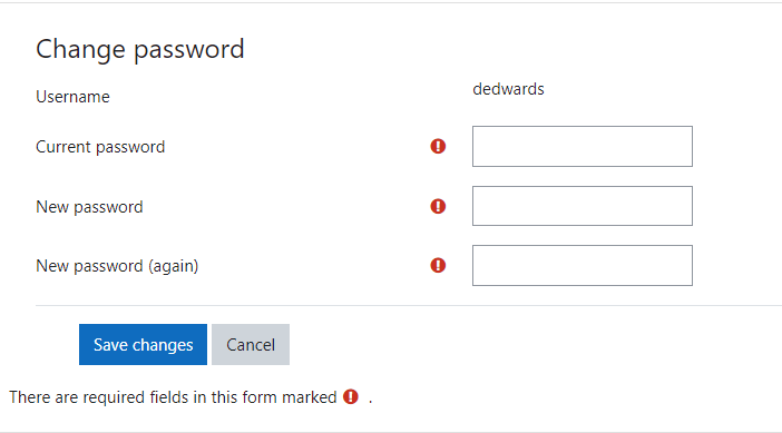 change you password dialog box