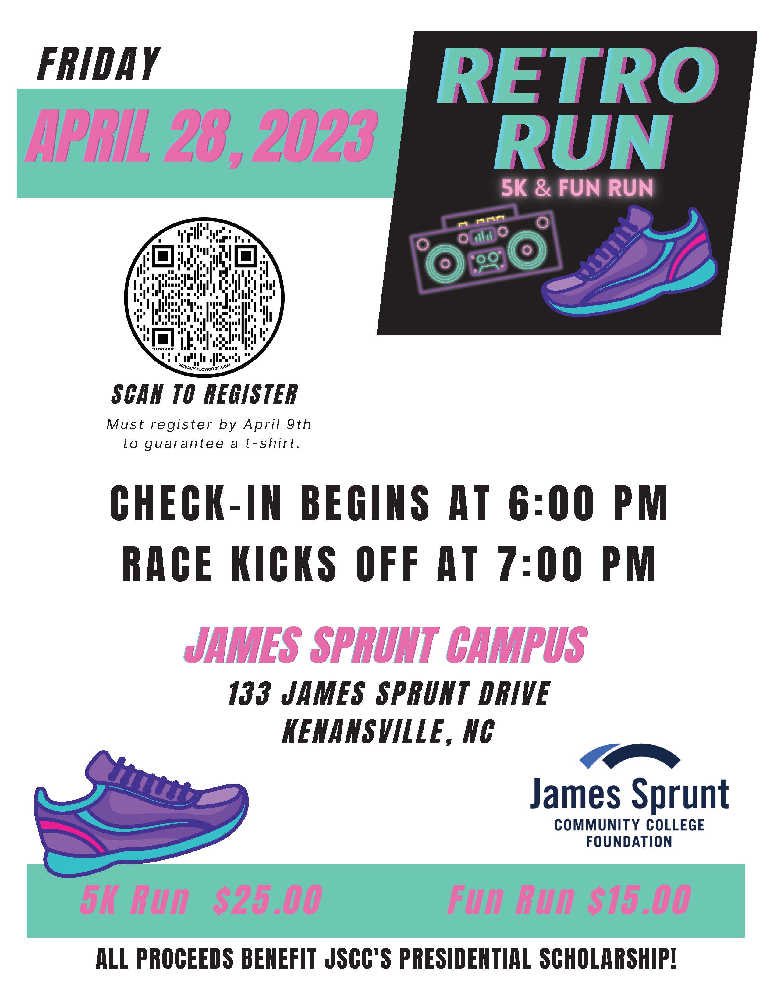 Retro Fun Run Flyer. All information in flyer is contained in text.